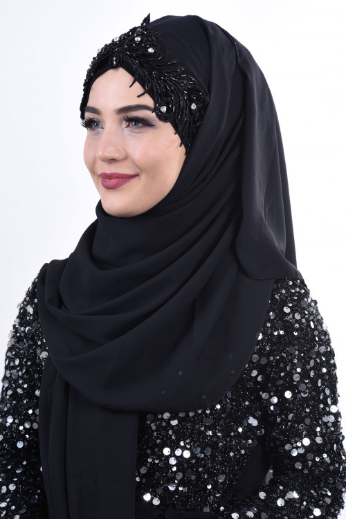 Jewel Crown Taşlı Şal Siyah Jewel Crown Taşlı Şal Siyah