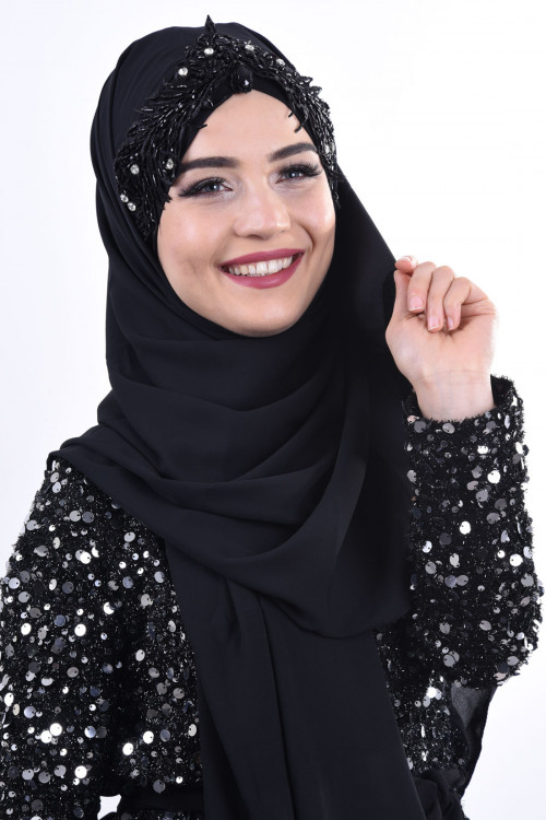 Jewel Crown Taşlı Şal Siyah Jewel Crown Taşlı Şal Siyah