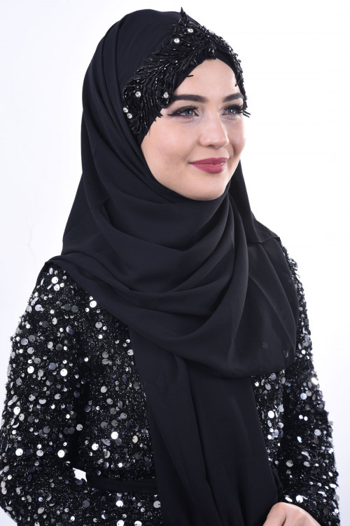Jewel Crown Taşlı Şal Siyah Jewel Crown Taşlı Şal Siyah