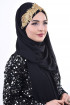 Jewel Crown Taşlı Şal Siyah Gold Jewel Crown Taşlı Şal Siyah Gold