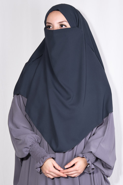 Orta Boy Sufle Khimar Medine İpeği Antrasit Orta Boy Sufle Khimar Medine İpeği Antrasit
