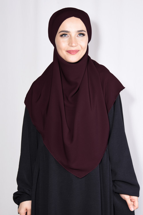 Orta Boy Sufle Khimar Medine İpeği Bordo