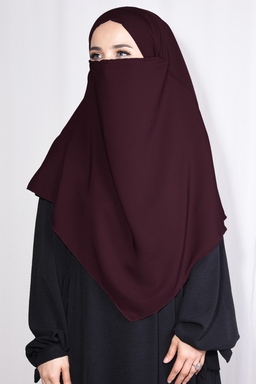 Orta Boy Sufle Khimar Medine İpeği Bordo