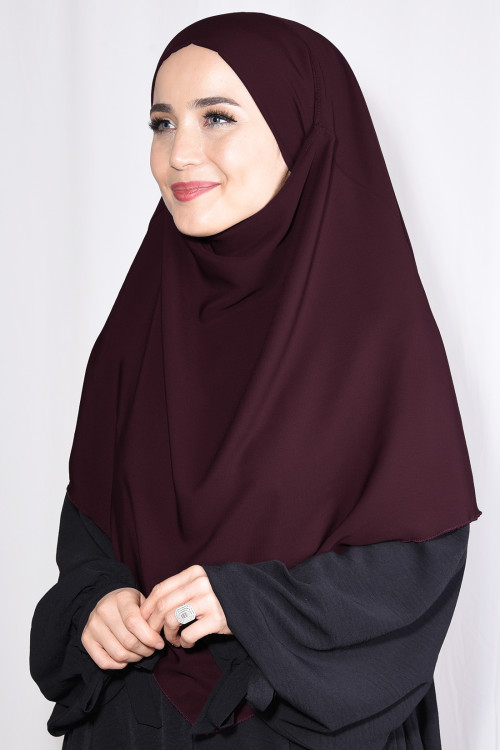 Orta Boy Sufle Khimar Medine İpeği Bordo