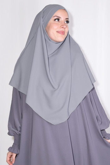 Orta Boy Sufle Khimar Medine İpeği Gri