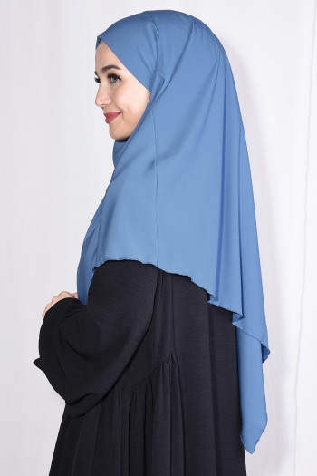 Orta Boy Sufle Khimar Medine İpeği İndigo