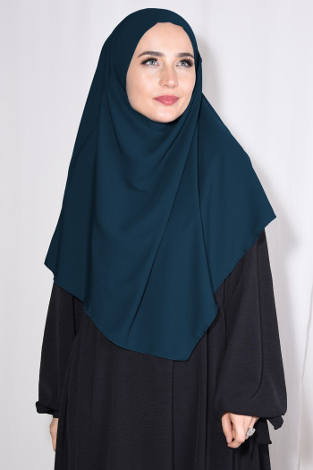 Orta Boy Sufle Khimar Medine İpeği Petrol Mavisi