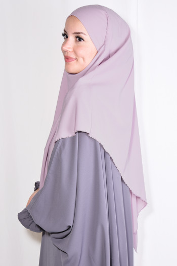 Orta Boy Sufle Khimar Medine İpeği Pudra Pembesi