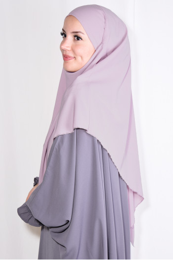 Orta Boy Sufle Khimar Medine İpeği Pudra Pembesi