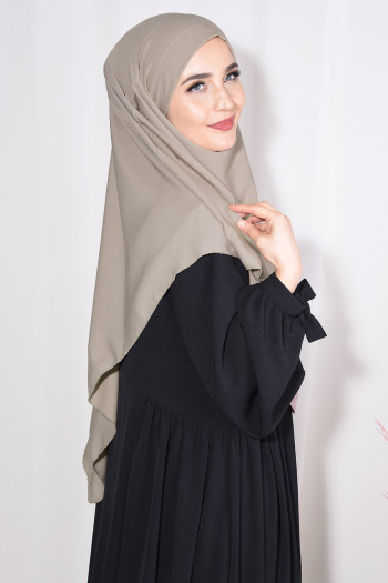 Orta Boy Sufle Khimar Medine İpeği Taş Rengi