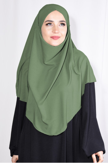 Medine İpeği Sufle Khimar Orta Boy Şal Yağ Yeşili