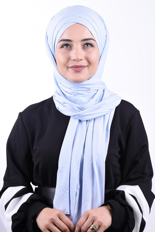 Penye 3 Bantlı Şal Bebe Mavisi 