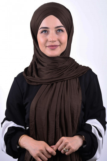 Penye 3 bantlı Şal Kahverengi 