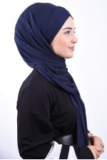 Penye 3 Bantlı Şal Lacivert 