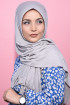 Pliseli Hijab Şal Gümüş Gri