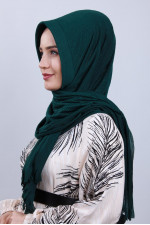Pliseli Hijab Şal Zümrüt Yeşili 