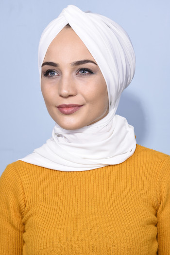 Şallı Düğüm Bone Ekru