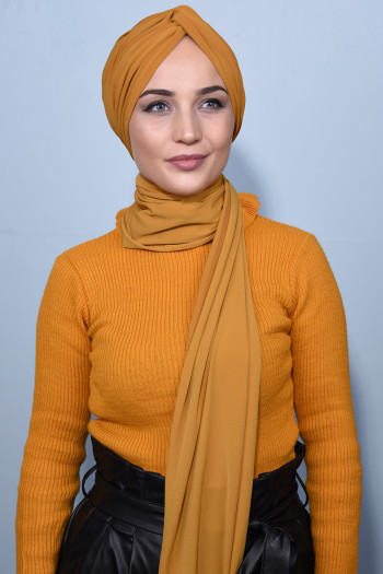 Şallı Düğüm Bone Hardal Sarısı