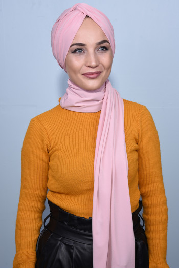 Şallı Düğüm Bone Pudra Pembesi