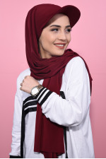 Boneli Şapka Şal Bordo