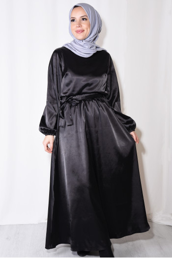 Maxi Boy Saten Etek Siyah