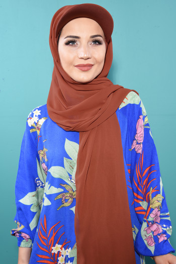 Şifon Şapka Şal Kiremit