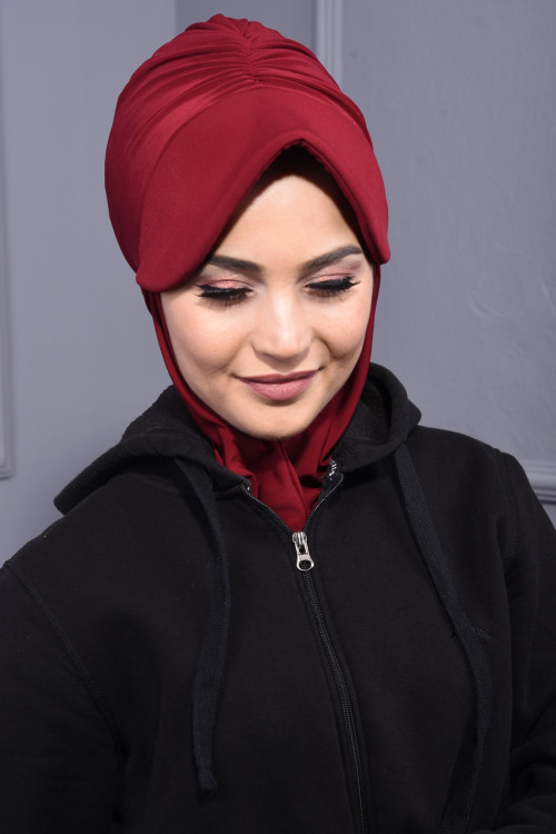 Spor Şapka Scarf Bordo