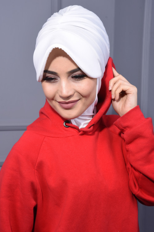 Spor Şapka Scarf Ekru