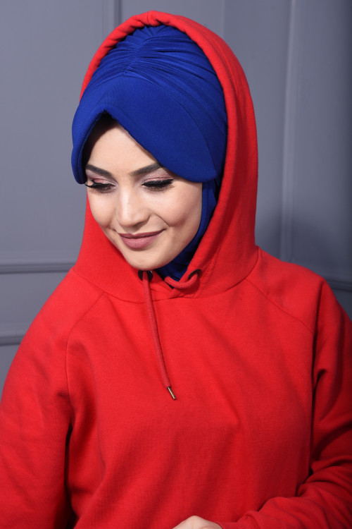 Spor Şapka Scarf Saks Mavisi