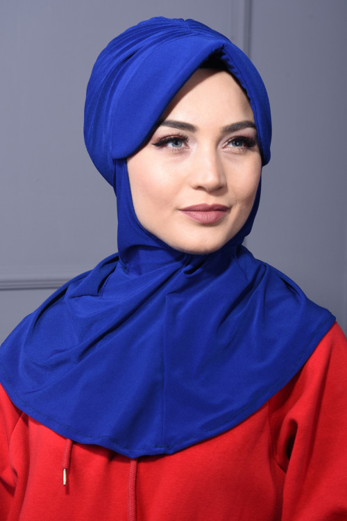 Spor Şapka Scarf Saks Mavisi