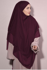 Sufle Khimar Peçeli Tesettür Şifon Şal Bordo