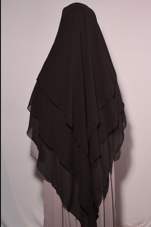 Sufle Khimar Hazır Peçeli Şifon Kahverengi Sufle Khimar Hazır Peçeli Şifon Kahverengi
