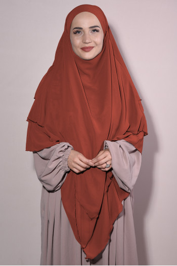 Hazır Şifon Peçeli Sufle Üç Katlı Kiremit 