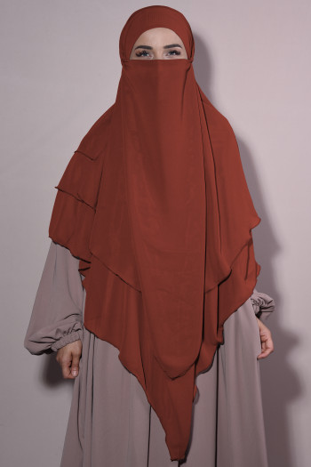 Hazır Şifon Peçeli Sufle Üç Katlı Kiremit 