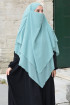 Peçeli Hazır Şifon Sufle Khimar Mint Yeşili