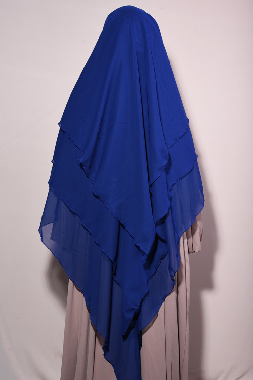 Şifon Sufle Khimar Hazır Peçeli Tesettür Saks Mavisi Şifon Sufle Khimar Hazır Peçeli Tesettür Saks Mavisi