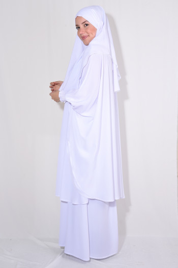 Tunik Etek Sufle Şal Takım Beyaz