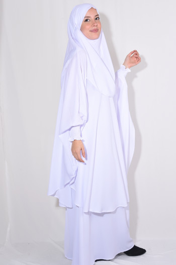 Tunik Etek Sufle Şal Takım Beyaz