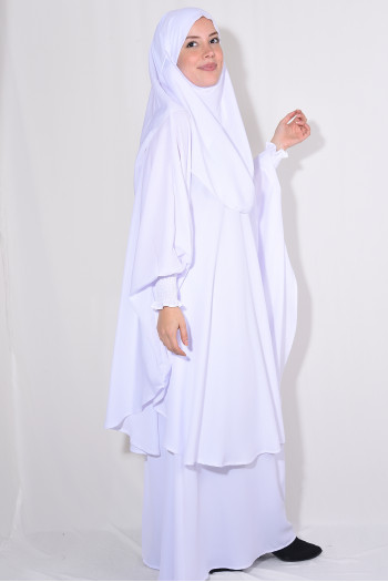 Tunik Etek Sufle Şal Takım Beyaz