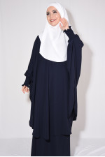 Tunik Etek Sufle Şal Takım Lacivert