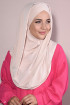 Boneli Hazır 3 Bantlı Pileli Hijab Bej