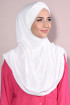 Boneli Hazır 3 Bantlı Pileli Hijab Ekru