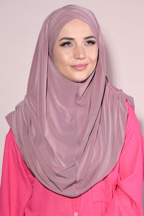 3 Bantlı Hazır Tesettür Sandy Pileli Hijab Gül Kurusu 3 Bantlı Hazır Tesettür Sandy Pileli Hijab Gül Kurusu