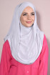 Boneli Hazır 3 Bantlı Pileli Hijab Gümüş Gri