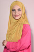 Boneli Hazır 3 Bantlı Pileli Hijab Hardal Sarısı Boneli Hazır 3 Bantlı Pileli Hijab Hardal Sarısı