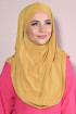 Boneli Hazır 3 Bantlı Pileli Hijab Hardal Sarısı Boneli Hazır 3 Bantlı Pileli Hijab Hardal Sarısı