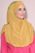 Boneli Hazır 3 Bantlı Pileli Hijab Hardal Sarısı Boneli Hazır 3 Bantlı Pileli Hijab Hardal Sarısı