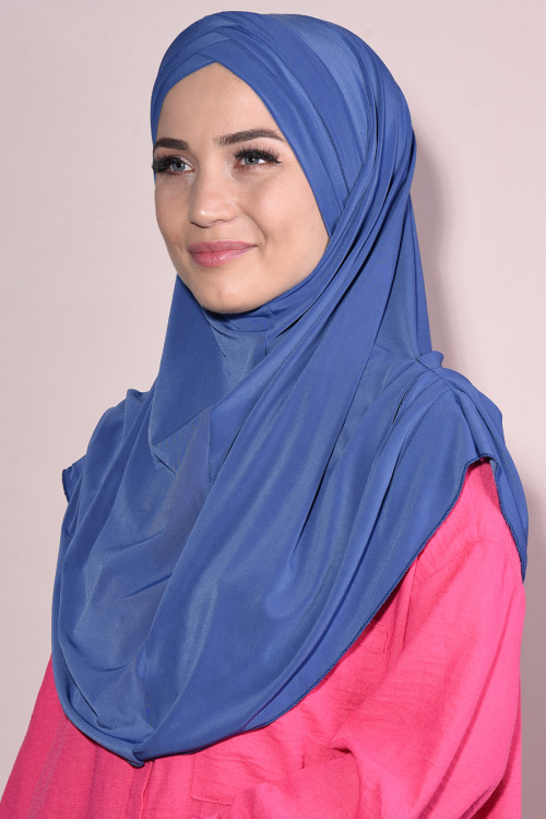 3 Bantlı Hazır Tesettür Sandy Hijab İndigo 3 Bantlı Hazır Tesettür Sandy Hijab İndigo