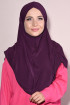 Boneli Hazır 3 Bantlı Pileli Hijab Mürdüm Boneli Hazır 3 Bantlı Pileli Hijab Mürdüm
