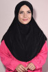 Boneli Hazır 3 Bantlı Pileli Hijab Siyah